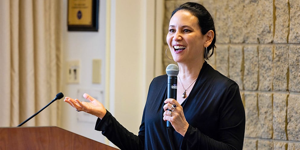 Alumna speaking