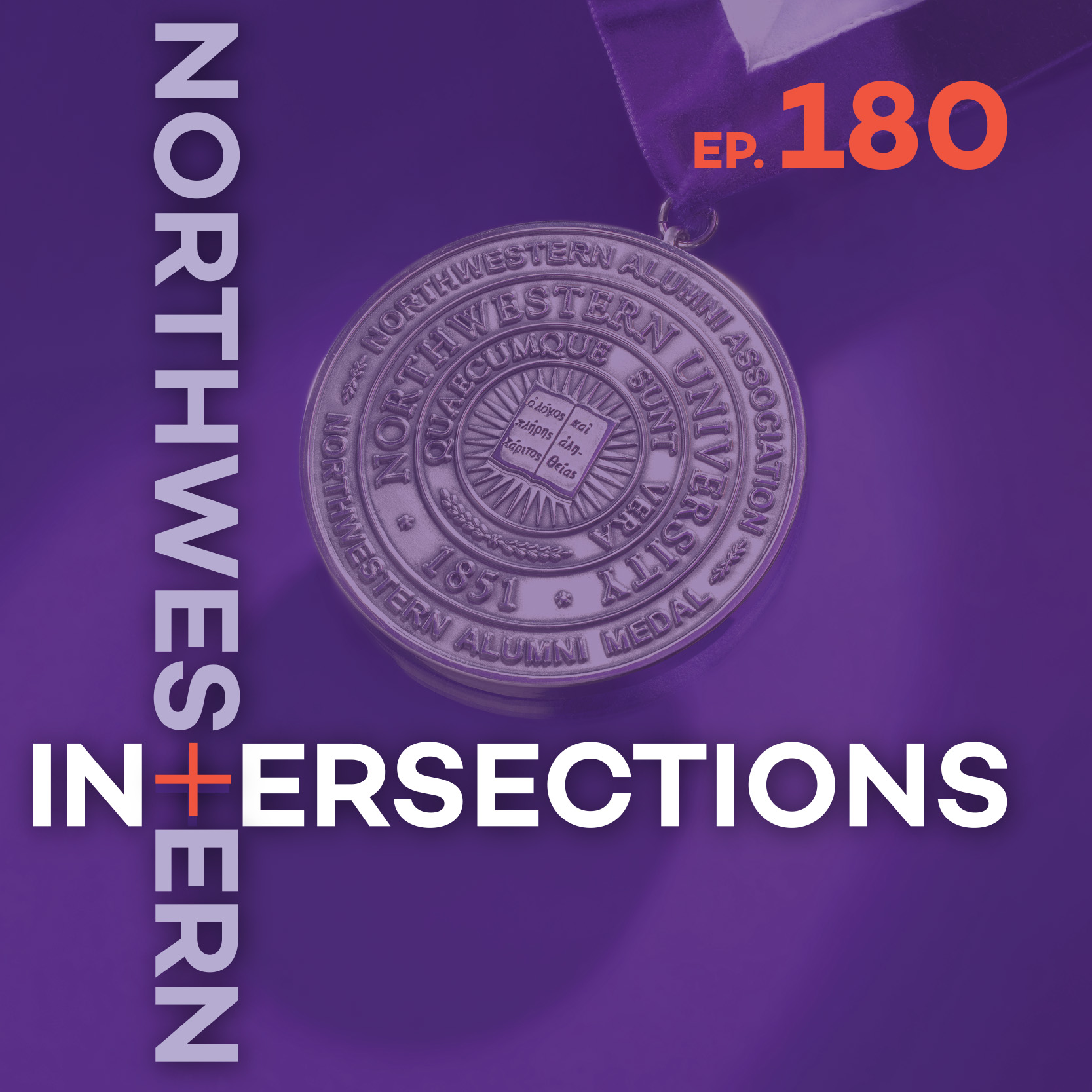 Alumni medal over purple backdrop