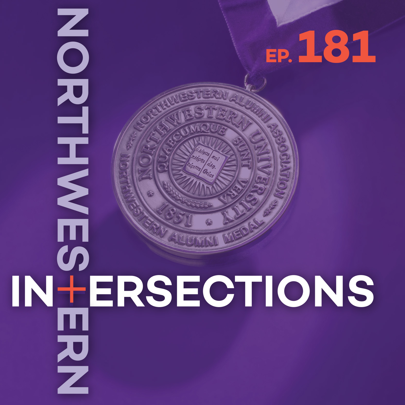 Alumni medal over purple backdrop